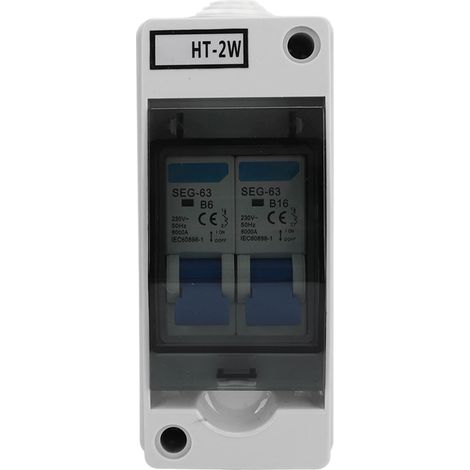 Boîte de distribution extérieure étanche SEG-63 à 2 voies avec disjoncteur de type B et poignée bleue, modèle B : B6+B16 (1/5)