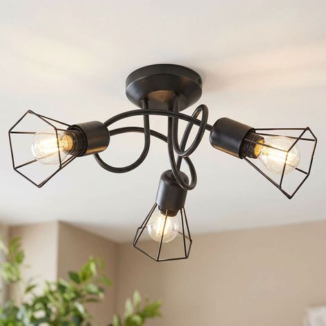 Design Rondell Decken Leuchte schwarz Wohn Zimmer Geflecht Strahler Lampe Nino Leuchten 62080308