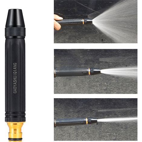 High-Pressure Car Wash Nozzle - Durable Plastic, Black Garden Hose Accessory, 3 Spray Patterns and Flexible Hose - Pperfect for Watering Plants, Household Cleaning (1/5)