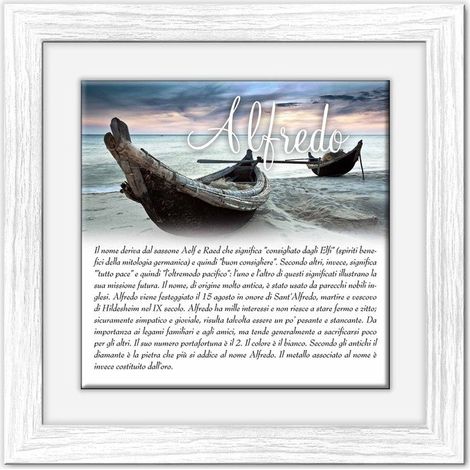 Lupia - Quadro mattonella Ceramica Modern White 29x29 cm con significato del nome Alfredo (1/4)