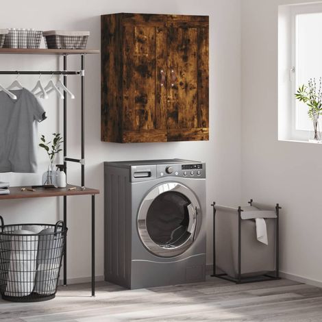 Armoire murale, Placard de Rangement Toilettes, Meuble Haut de Salle de Bain chêne fumé 69,5x34x90 cm bois d'ingénierie LKOWF74492 (1/5)