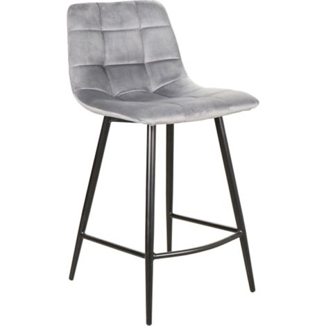 Chaise haute design métal noir velours gris Frigg (1/3)