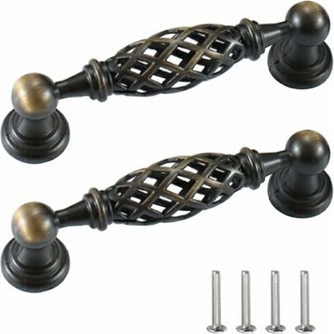 Poignée de Meuble Vintage 2 Pièces Poignee de Meuble Cuisine Poignée de Meubles Anciens Poignée de Porte Poignée de Tiroir pour Porte de Tiroir Armoires avec Vis Distance de Trous 96mm (1/5)