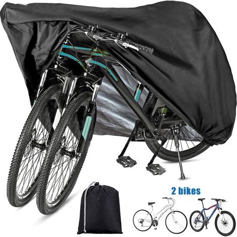 Universelle Fahrradabdeckung für 1 bis 2 Fahrräder Schwarz 200 x 75 x 110 cm 180T Polyester Taft Extrem robust und wasserdicht (1/5)