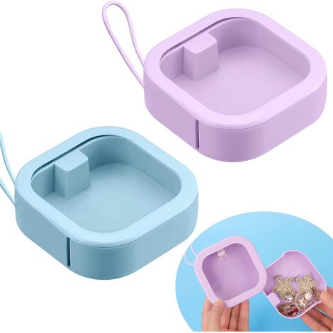 Distributeur, lot de 2, porte-bandeau portable, rangement de salle de bain, accessoires de voyage, cotons-tiges, pince à cheveux, épingle à cheveux (violet, bleu)
