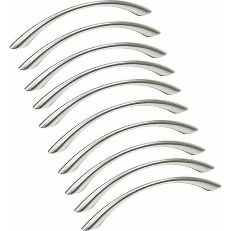 Lot de 10 Poignées de Meuble Cuisine Inoxydable Nickel Brossé Entraxe 128 mm Argent (1/4)