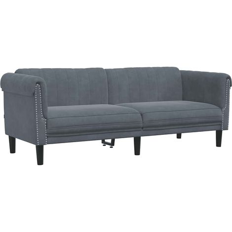 Canapé  Sofa à 3 places gris foncé velours (1/5)