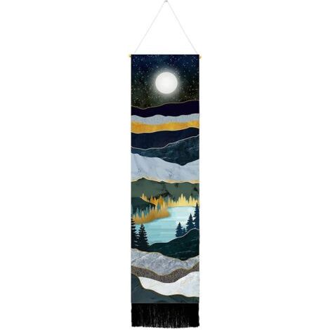 PA Set schmaler Wandteppich, langer Wandbehang, Landschaftsmalerei, Naturlandschaft, Wandteppich für Schlafzimmer, vertikaler Wandteppich (1/5)