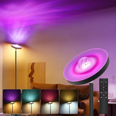 Lampe sur pied RGB 24W – design ondulé LED – température de couleur réglable – télécommande incluse – salon et chambre (1/5)