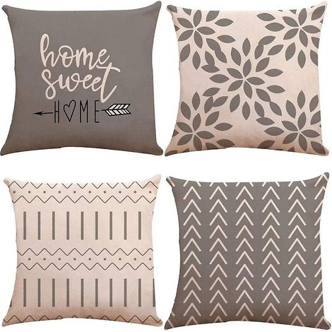 Ensemble de 4 housses de coussin, housse de coussin décorative moderne pour canapé, taie d'oreiller décorative en lin pour extérieur (1/5)