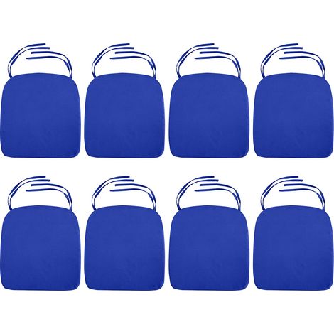 Gardenista Cuscini per sedie da giardino con lacci, cuscini per sedie da giardino resistenti all'acqua con rivestimento rimovibile facile da pulire, Blu (8 pezzi)