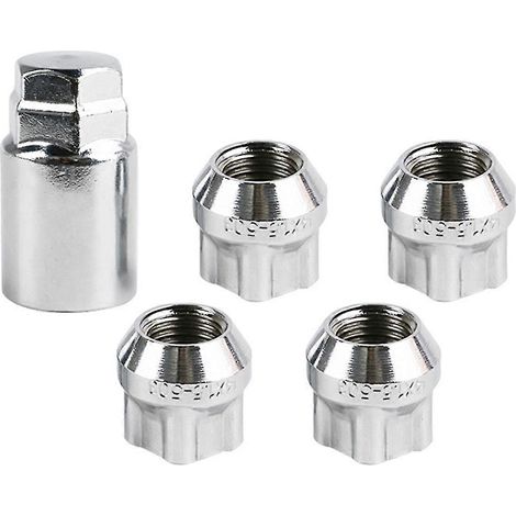 écrous antivol chromés M14x1,5 à siège conique + clés pour roues Model S/3 (1/5)