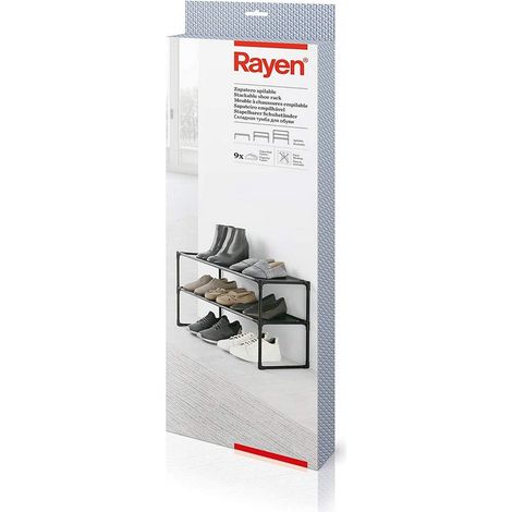 Étagère à Chaussures Empilable, Rangement Résistant et Imperméable pour 9 Paires de Chaussures, Noire (1/5)