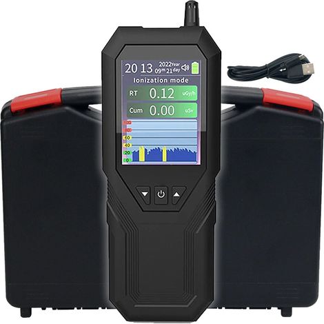 Compteur Geiger portable – Détecteur de rayonnement nucléaire Beta Gamma – Rechargeable avec écran LCD – Sensibilité 80 CPM/µSv/H