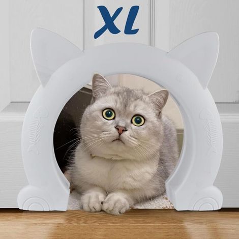 Grande chatière d'intérieur, chatière XL, chatières pour chats, chatons et petits chiens (blanche) (1/4)