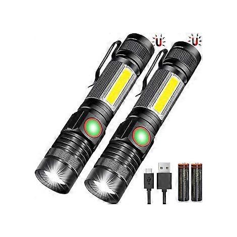 Wiederaufladbare taktische Taschenlampe, magnetische USB-Taschenlampe mit COB-LED (inkl. Batterie) – 4 Modelle, zoombar, wasserdicht, LED-Taschenlampe