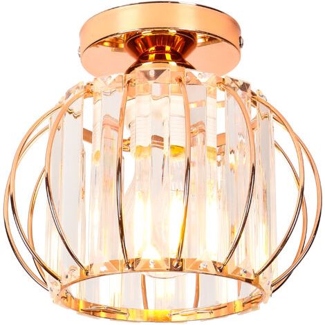 royaluxe- Lustre Moderne Or Rose Lampe De Plafond En Cristal Plafonnier En Verre Plafonnier Créatif E27 Pour Couloir Bureau Chambre Cuisine Balcon
