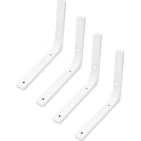 Lot de 4 supports d'étagère murale 100 mm x 100 mm, supports en métal blanc mat, supports d'étagère décoratifs en métal pour cuisine, supports d'étagère robustes - Étagère murale (1/3)