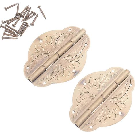 WOONEKY Charnières décoratives en laiton, petites, pour boîte à bijoux en bois, 5 cm, lot de 2 (1/5)