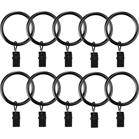 Anneaux de rideau en métal avec clips Anneaux de rideau en acier inoxydable Anneau de rideau de fenêtre - 20 morceaux (1/5)