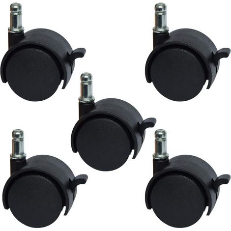 Roulettes de rechange pour chaise de bureau ou tabouret de 5,1 cm - avec frein (lot de 5) (1/5)