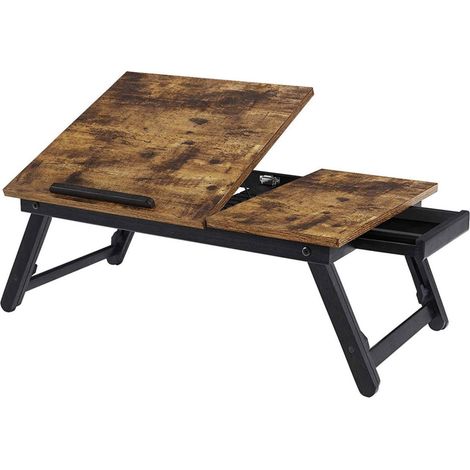 Mesa de noche soporte para portátil bandeja para servir desayuno con estante y patas ajustables para pantallas de hasta 15,6 pulgadas (55 cm) sofá marrón rústico 120001504 (1/4)
