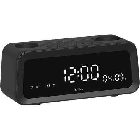 Réveil avec haut-parleur sans fil–Réveil portable pour la chambre– Affichage LED–Haut-parleur Bluetooth–Alarmes multiples–Portable