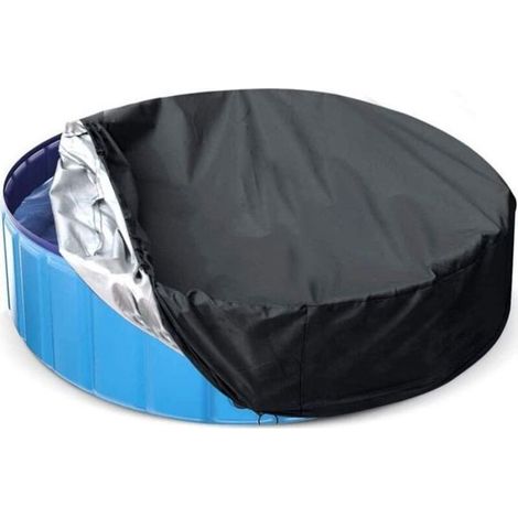 HOXILEELEOBâche piscina cane – round – anti-UV – pieghevole – 200x30 cm – nero (1/5)