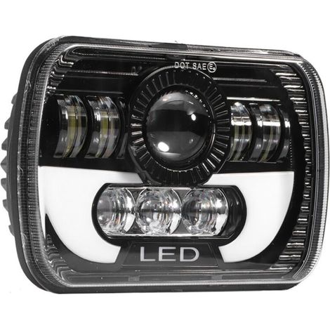 Phare universel 5x7 pouces, LED carrée 90 W, feux de route/croisement, étanche (1/5)