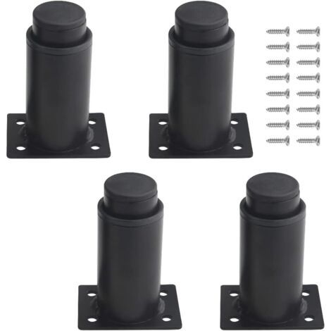 Lot de 4 - Pied de meuble - Support réglable - Acier robuste laqué noir - Pour table lit canapé armoire - Hauteur 8 cm-12 cm