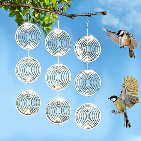 Effaroucheur d'oiseaux réfléchissant, moulin à vent 3D réfléchissant en acier inoxydable pour pigeons, répulsif pour oiseaux pour jardin, balcon, terrasse, verger, décoration extérieure (1/5)