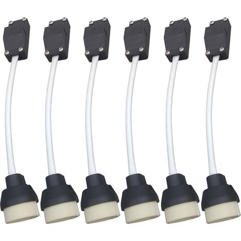 6 Supports de lampe GU10, Base en céramique, Fil silicone 15,7 cm, Bornier intégré, Pour LED et halogène