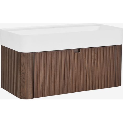 Set di mobili da bagno sospesi 80x40 cm in legno con lavabo integrato Saioa SKLUM (1/5)