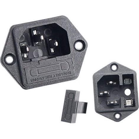 Lot de 2 connecteurs mâles IEC320 C14 3 pieds fusible terminal mâle AC 250 V 10 A
