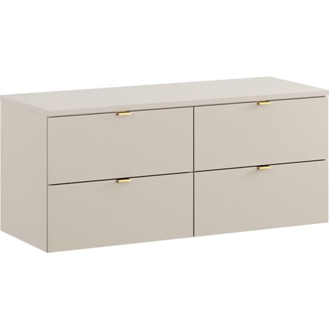 Double meuble sous vasque à suspendre avec le plan DALIA CACHEMIRE 120 cm (1/5)