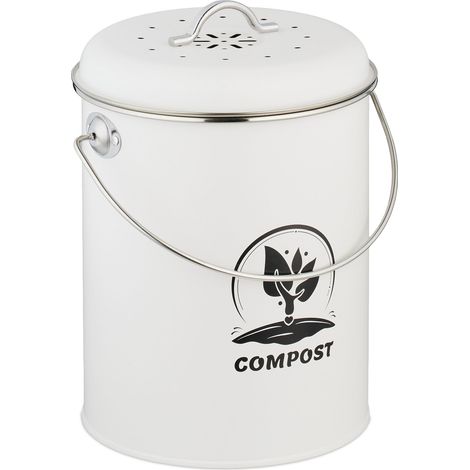 Secchiello per compost da 5,5 litri facile da trasportare manutenzione rapida design rustico 27 x 22 x 19 cm in ferro nero 130017220