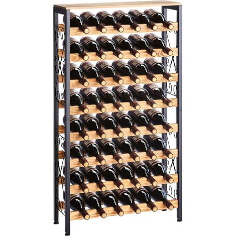 Capacité 48 Bouteilles Range Bouteilles Étagère à Vin pour Cuisine Cave et Bar Structure Métal et Bois à 8 Niveaux (1/5)