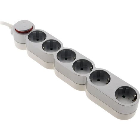 Multiprise + interrupteur 6 prises Schuko 16A - Gris -