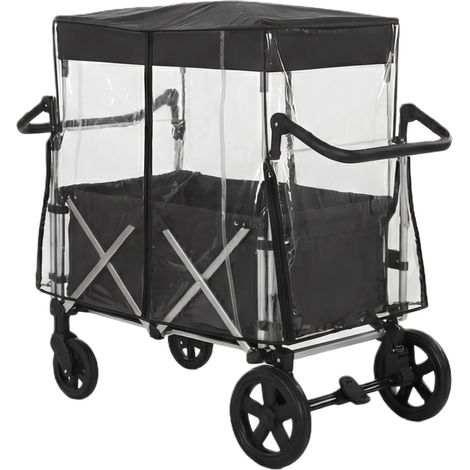 Housse de pluie transparente pour chariot de transport - Avec fermeture éclair - Étanche - En EVA - Pour chariot à main pliable - Accessoire de protection contre la pluie et le vent (1/5)