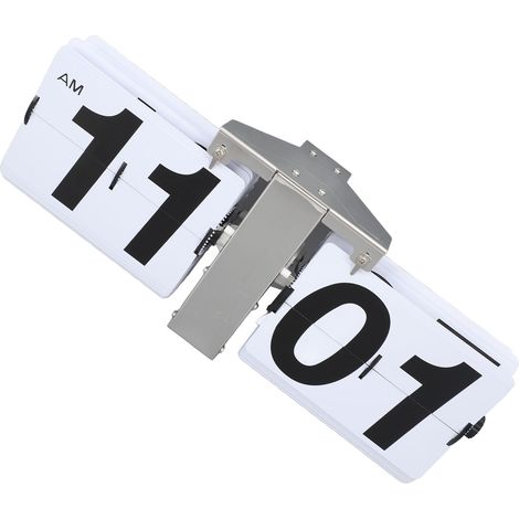 Horloge de table pliante, en PVC et acier inoxydable, à piles, style rétro, mécanique, numérique, automatique, avec mécanisme de pliage, idéale pour le salon, la chambre ou le bureau, blanche. (1/5)