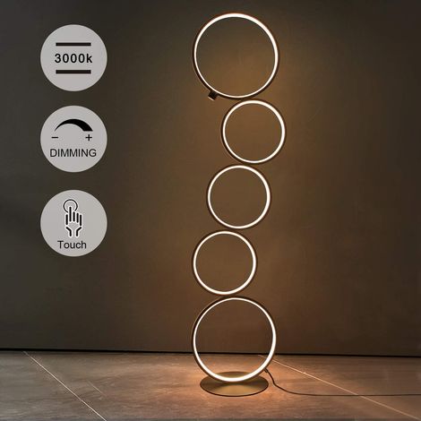 ZMH – Lampadaire LED dimmable 32W – 5 lumières en aluminium noir – Éclairage blanc chaud 3000K – Hauteur 110 cm pour salon et bureau (1/5)