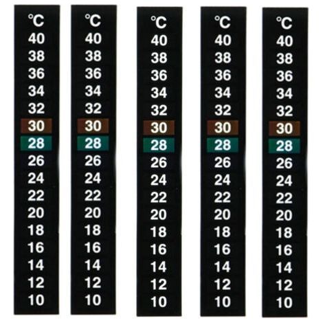 Lntyq Lot de 5 thermomètres pour aquarium, autocollants pour thermomètre, récipient en verre, test de température de l'eau à 10 et 40 degrés Celsius (1/5)