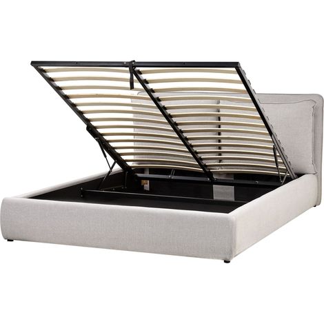 Ottoman Bed Fabric BAJONNA 160 x 200 cm (EU King Size) Light Grey