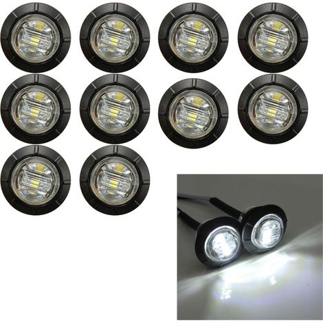 10 Feu LED Rond 3/4 Pouce Étanche 12V Blanc Pour Camion Remorque SUV (1/5)
