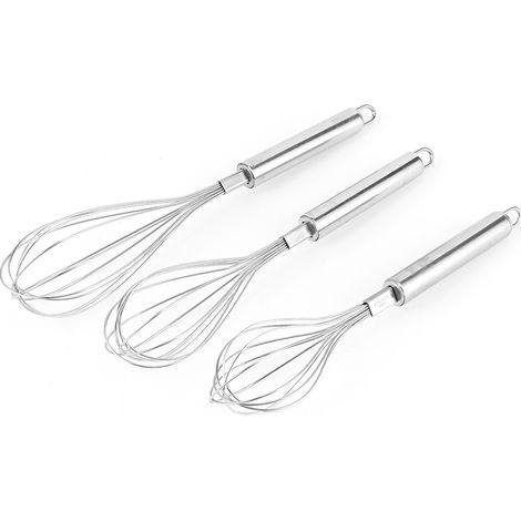 Ensemble de 3 batteurs à œufs manuels en acier inoxydable, mousseur à lait, mixeur et blender pour la cuisine et la pâtisserie (1/5)
