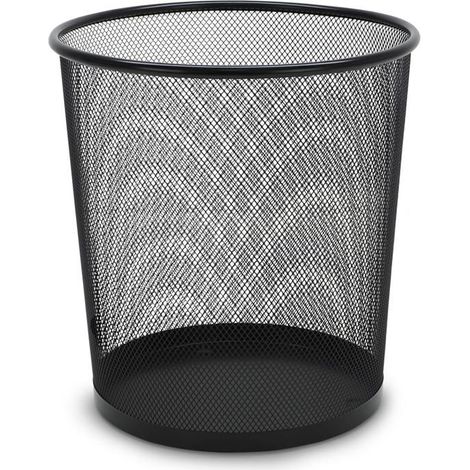 Corbeille à Papier en Métal Maille Mesh 13L Noire, Poubelle de Bureau, Salle de Bain, Cuisine (1/5)