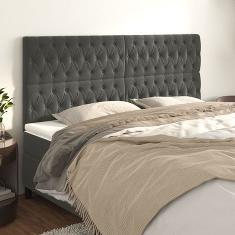 Tête de lit Gris foncé 180 x 7 x 118/128 cm Velours vidaXL (1/5)