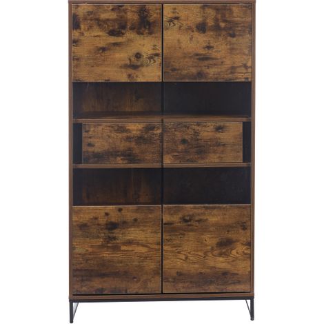 Vitrine LED noir effet bois 2 tiroirs acrylique 80x40x138 cm