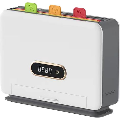 Porte-couteau intelligent avec planches à découper, rangement, nettoyage UV, ustensile de cuisine intégré pour comptoir blanc (1/5)