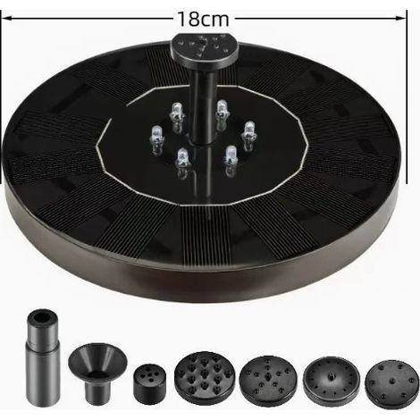 CSPARCV LED-Schwimmbrunnen für den Außenbereich mit 3-W-Solar-Teichpumpe, Akku, farbigen LED-Leuchten und 8 Düsen, für den Außenbereich (1/5)
